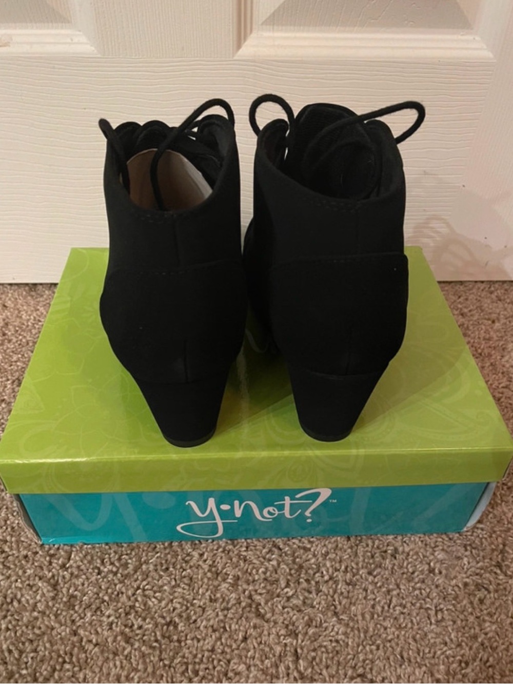 Kids Black Wedge Lace-Up Ankle Boots - Picture 3 of 3